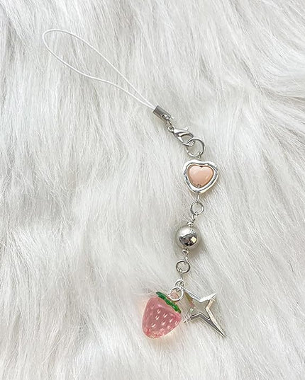 1-4PCS Cute Phone Charms Aesthetic Y2K Cell Phone Charms Strap Pink Strawberry Butterfly Star PhoneCharm Y2K Accessories for Bag Keychain Airpods Camera Pendants Decor