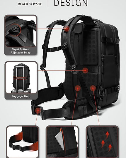 BlackVoyage Vortex Vacuum Seal Travel Backpack 60L Expandable Air Compression System Water Resistant TSA Lock Carry-On Suitcase Luggage Black Zephyr - Vacuum Pump Included