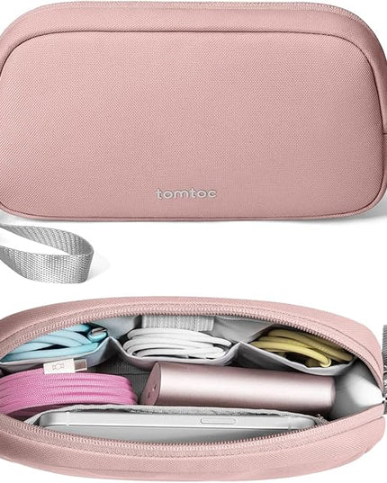 tomtoc Electronics Organizer Travel Case, Water Resistant Travel Bag Cable Organizer for Essentials, Tech Pouch Accessories Carry Storage for Cord, Phone, Cables, Airpods, USB Flash Drive, Daily Items