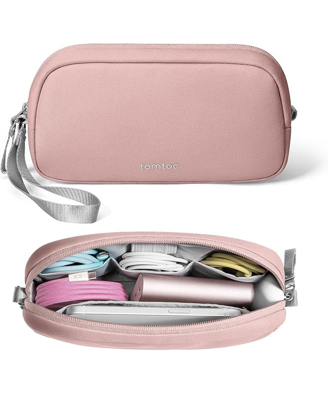 tomtoc Electronics Organizer Travel Case, Water Resistant Travel Bag Cable Organizer for Essentials, Tech Pouch Accessories Carry Storage for Cord, Phone, Cables, Airpods, USB Flash Drive, Daily Items