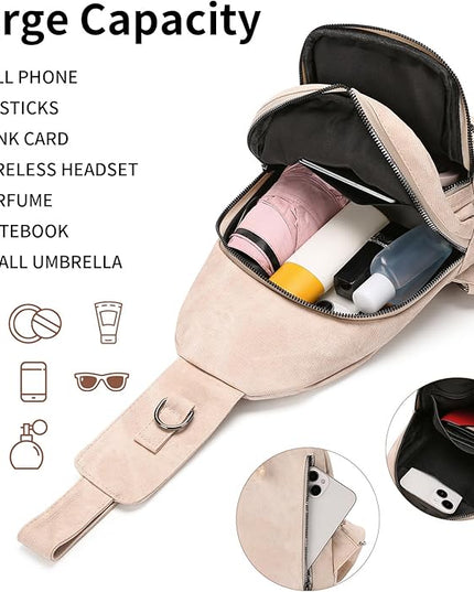 FALAN MULE Crossbody Bags for Women Trendy Leather Sling Chest Bag Fanny Packs for Women