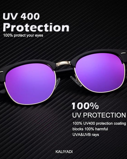 KALIYADI Polarized Sunglasses for Men and Women Semi-Rimless Frame Driving Sun glasses UV Blocking
