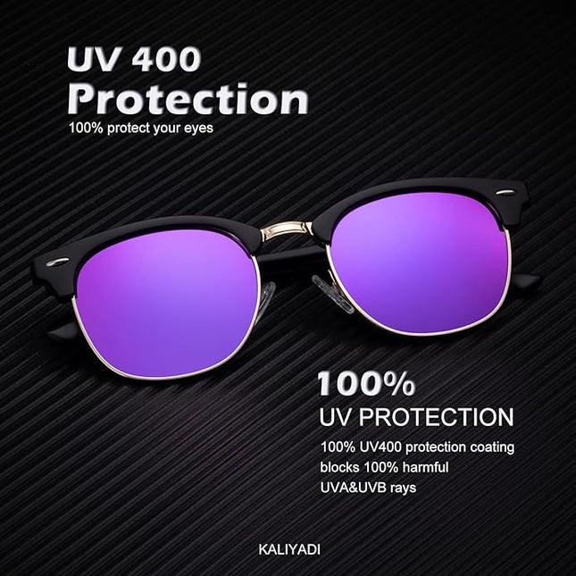 KALIYADI Polarized Sunglasses for Men and Women Semi-Rimless Frame Driving Sun glasses UV Blocking