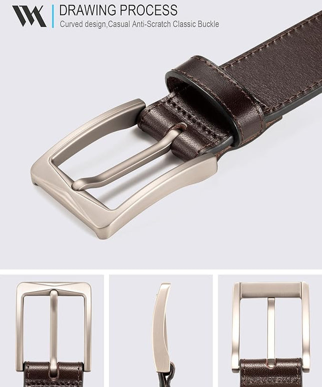 WOLFANT Men's 35mm Dress Casual Belt,100% Italian Full Grain Real Solid Leather