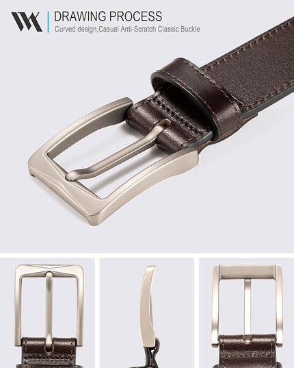 WOLFANT Men's 35mm Dress Casual Belt,100% Italian Full Grain Real Solid Leather