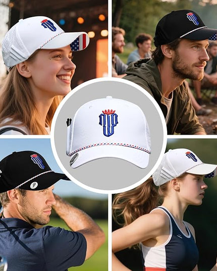 NJF Golf™ Hat Men - Breathable Mens Golf Hats, Adjustable Rope Snapback Cap, Convenient Cap with Tee Holder