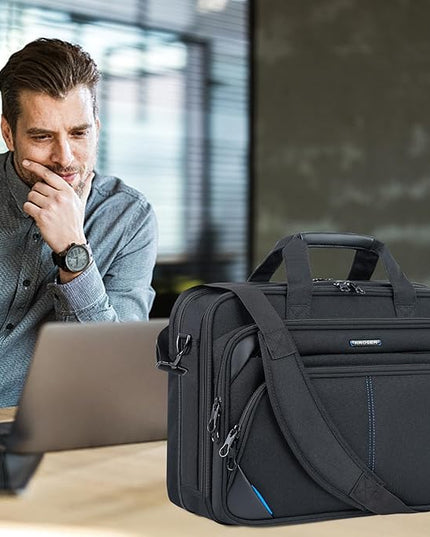 KROSER Laptop Bag 17.3 Inch Premium Laptop Briefcase, Expandable Laptop Shoulder Messenger Bag Durable Computer Case