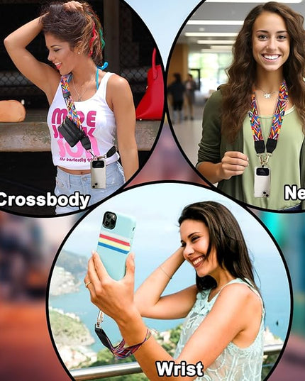 XANGNIER Clip and Go Strap for Phone with Wallet Crossbody, Phone Strap with Zippered Wallet, Adjustable Anti Theft Cellphone Lanyard for Women, Cellphone Chain Accessories,Multicolor 10