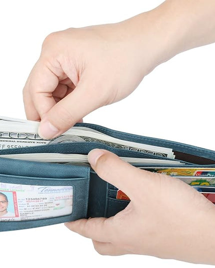 Wallet for Men-Genuine Leather RFID Blocking Bifold Stylish Wallet With 2 ID Window
