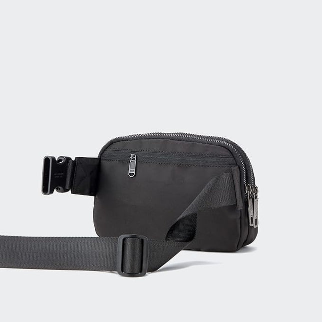 Pander Everywhere Belt Bag for Women, 5 Zipper Pockets Nylon Crossbody Fanny Pack Purse (Black)