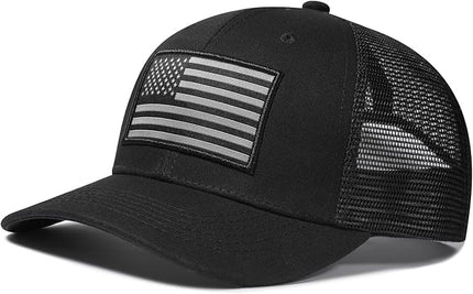 AURR American Flag Trucker Hat, Patriotic Baseball Cap for Men & Women, Breathable Mesh Adjustable Snapback, USA Flag Patch
