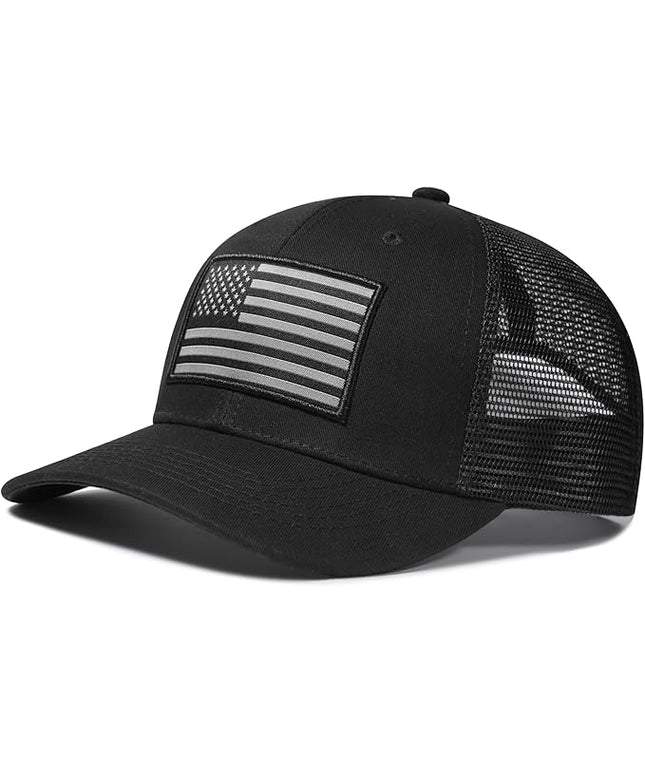 AURR American Flag Trucker Hat, Patriotic Baseball Cap for Men & Women, Breathable Mesh Adjustable Snapback, USA Flag Patch