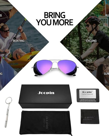 Joopin Polarized Metal Aviation Sunglasses Men, Classic Military Sun Glasses Women, Rectangle Shades UV400 Protection Costume