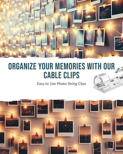 200pcs Adhesive Cable Clips, Finisher Wire Clamp Cord Clips Cable Management Light Clips Cable Organizer Max.1/4" Wire Hider for Cords