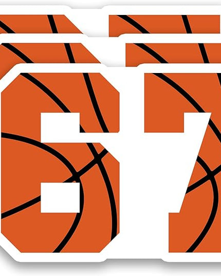 (3 Pcs) Basketball 67 Six Seven Funny Gen Alpha Meme Stickers – 67 Gifts for Coaches, Players, Waterproof Vinyl Decals for Water Bottle, Tumbler, Laptop, Phone Case, 3" x 2.1"