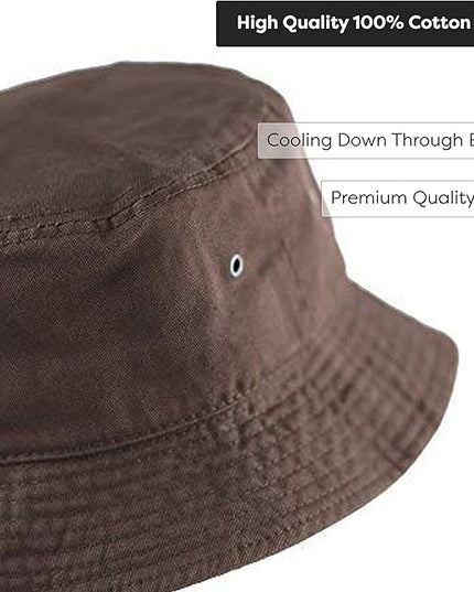 The Hat Depot Bucket Hat - Unisex 100% Cotton & Denim UPF 50 Packable Summer Travel Beach Sun Hat