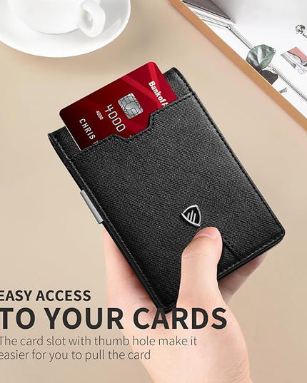 RUNBOX Mens Slim Wallet with Money Clip RFID Blocking Bifold Credit Card Holder for Men with Gift Box
