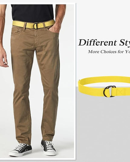 JASGOOD Men Canvas Belt Web Fabric Casual Belt with Black Double D-ring 1 1/2" Wide Set of 2