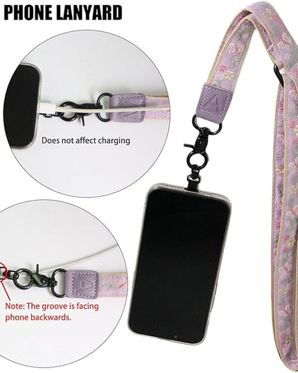 Adjustable Lanyard for Phone, Camera, Name Tags, ID card, Keychain and Wristlet Straps with 2 phone pads(Black)