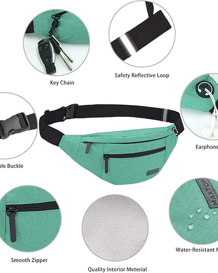 MAXTOP Large Crossbody Fanny Pack with 4-Zipper Pockets,Gifts for Enjoy Sports Festival Workout Traveling Running Casual Hands-Free Wallets Waist Pack Phone Bag Carrying All Phones