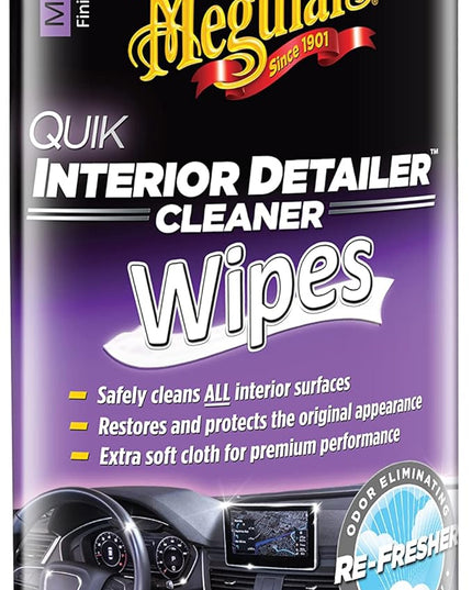 Meguiar's Quik Interior Detailer Wipes - This Non-Greasy Formula Cleans and Protects All Interior Surfaces - All Surface Car Wipes with UV Protection,Car Interior Cleaning, 30 Count