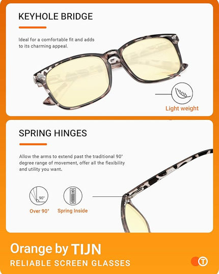 TIJN Gaming Glasses Blue Light Blocking Glasses for Women Men Nerd Eyeglasses Screen Fatigue Anti UV Glare (Leopard(Gaming Glasses))