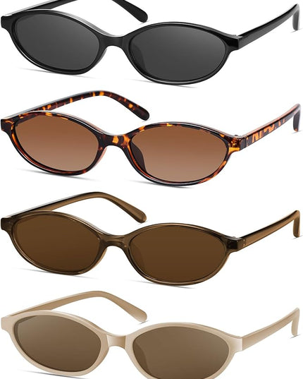 Retro Oval Cat Eye Sunglasses for Women Y2k Designer Trendy Narrow Shades UV protection Sun Glasses