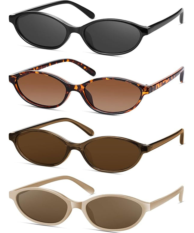 Retro Oval Cat Eye Sunglasses for Women Y2k Designer Trendy Narrow Shades UV protection Sun Glasses