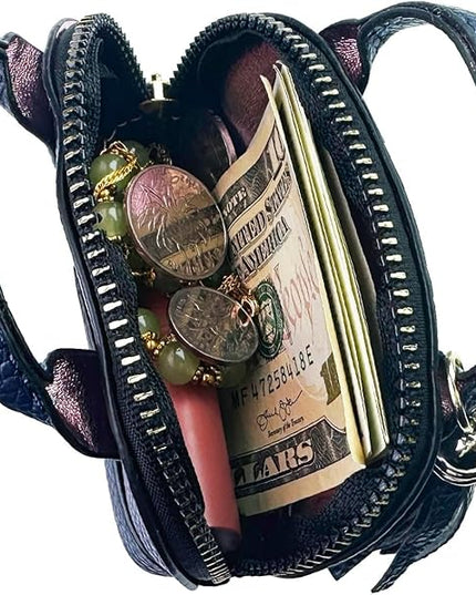 Plinvo Cute Genuine Leather Keychain Coin Purse for Women with Tassels Mini Change Pouch Brown (Green)