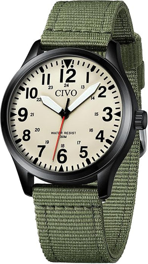 CIVO Analog Wrist Watches for Men: Waterproof Stainless Steel Mens Watches - Silver Watch with Easy Read Dial Men's Watch for Gift