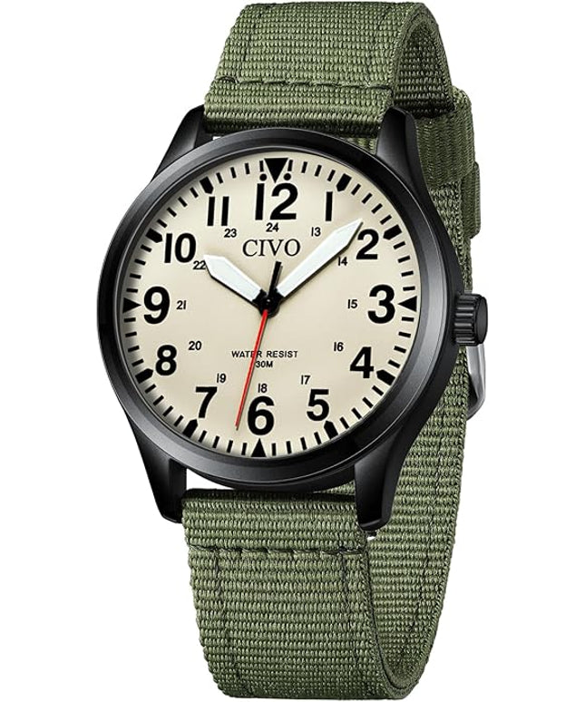 CIVO Analog Wrist Watches for Men: Waterproof Stainless Steel Mens Watches - Silver Watch with Easy Read Dial Men's Watch for Gift