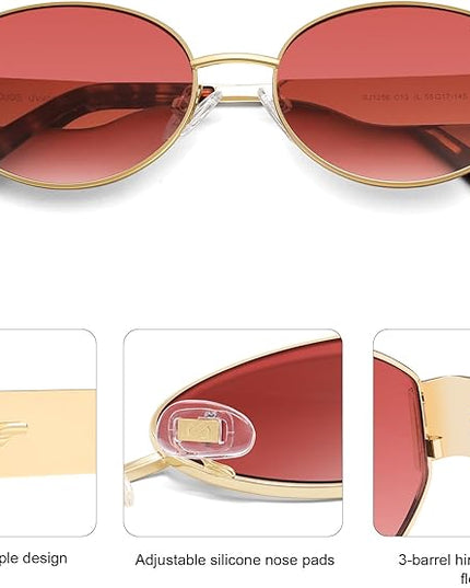 SOJOS Retro Oval Sunglasses for Women Trendy Classic Shades UV400 Protection SJ1256