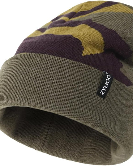 Zylioo Oversize Beanie Hats, XXL Big Size Ribbed Knit Cuffed Winter Hat for Cold Weather, Warm Skull Watch Cap
