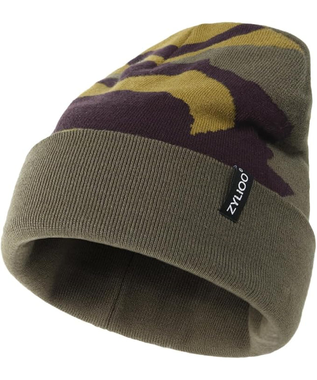 Zylioo Oversize Beanie Hats, XXL Big Size Ribbed Knit Cuffed Winter Hat for Cold Weather, Warm Skull Watch Cap