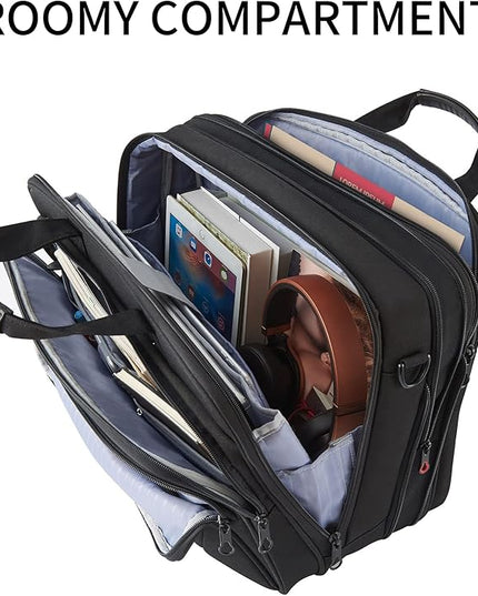 KROSER Laptop Bag 17.3 Inch Premium Laptop Briefcase, Expandable Water Repellent Laptop Shoulder Messenger Bag Durable Computer Case for Business/Travel/Men/Women (Black/Red)