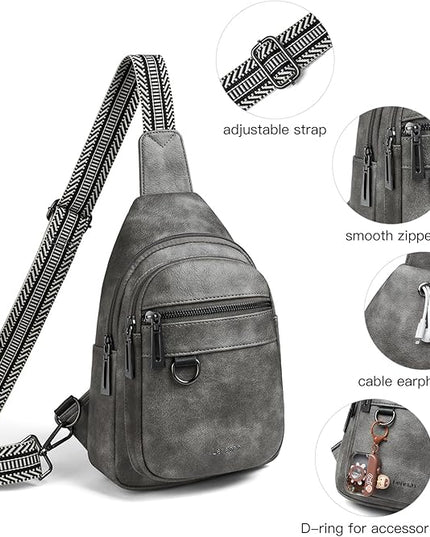 7L Sling Bag for Women Men Vegan Leather Crossbody Bags Fanny Pack Purse Backpack Over Shoulder Bag Travel Anti Theft