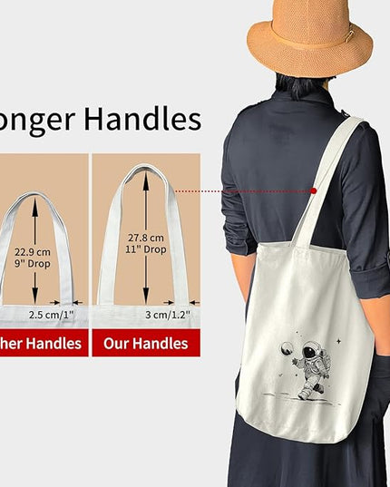 Tote Bag for Women, Reusable Zippered Canvas Bag with Handles Pocket Thick Canvas, for Grocery Shopping Beach Gift