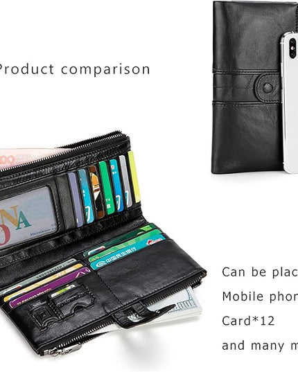myfriday Women's RFID Blocking Genuine Leather Wallet, Bifold Long Clutch Wallet Money Clips Ladies Card Holder Purse
