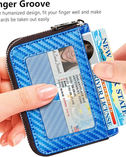 FurArt Zipper Wallet Women, RFID Blocking Credit Card Wallet, Business Card Holder, Compact Size KeyChain Wallet