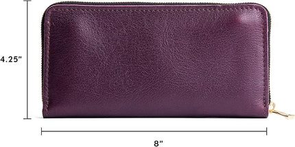 Portland Leather Goods Women's Accordion Zip Wallet – Handcrafted in Durable, Full-Grain Leather – 8 Card Slots & Secure Zippered Pocket – Plum