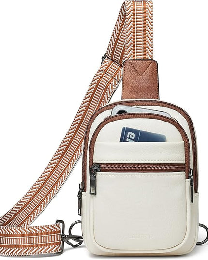 Sling Bag For Women Faux Leather Small Casual Daypack Backpack Fanny Pack Crossbody Chest Bags Purse