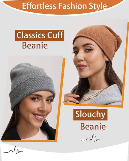 100% Cotton Beanie Hat- Unisex Ultra Soft Winter Warm Stretch Knit Cuffed Hats Fisherman Beanies Skull Cap
