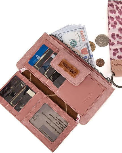 Montana West X Wrangler Wallet for Women Ladies Female Card Cases & Money Organizers Wristlet with Wallet Large Clutch with Coin Purse Smooth Zipper and Rfid Lining WG179-W013PK