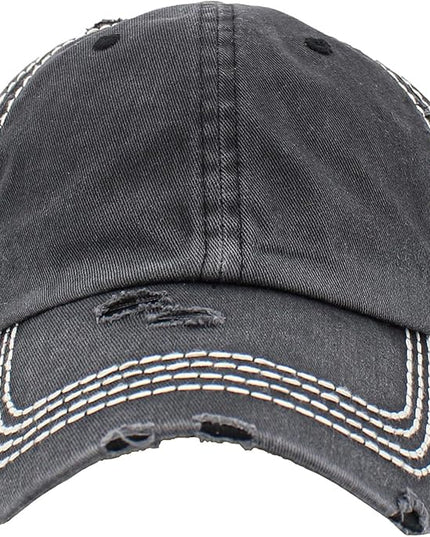 KBETHOS Vintage Washed Distressed Cotton Dad Hat Baseball Cap Adjustable Polo Trucker Unisex Style Headwear