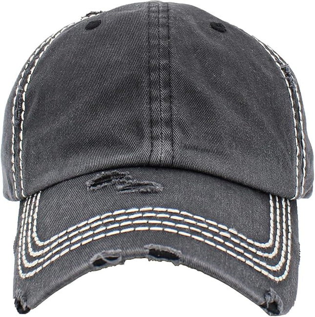 KBETHOS Vintage Washed Distressed Cotton Dad Hat Baseball Cap Adjustable Polo Trucker Unisex Style Headwear