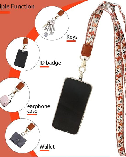 LEMEDE Wrist Keychain and Adjustable Phone Lanyard, Silver Hook Phone Crossbody Strap with 360° Rotating Phone Pads