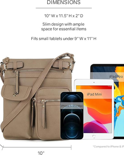 SG SUGU Katie Lightweight Medium Crossbody Bag Shoulder Bag with Multi Pocket for Women