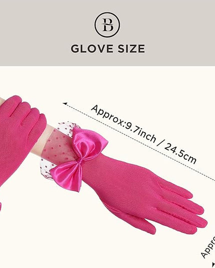 BABEYOND Lace Gloves for Women - Bow Short Prom Gloves Evening Elegant Accessories for Wedding Opera Party