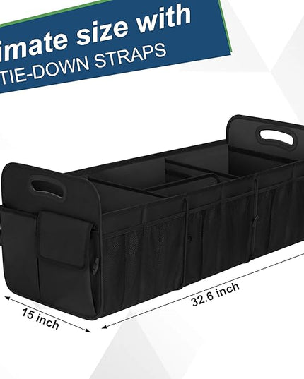 Femuar Large Capacity Trunk Organizer, Waterproof Car Accessory, Non-Slip, Foldable, Suitable for All Vehicles, Black