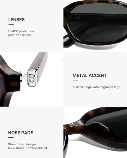 SOJOS Retro Rectangle Polarized Sunglasses for Women Men Trendy Hexagon Narrow Chic Y2K Sunnies SJ2629